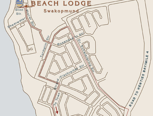 Beach Lodge Swakopmund map