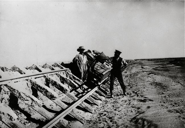 Washed away railway line in 1934, Namibia