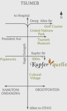 Kupferquelle Resort Tsumeb, Namibia: map