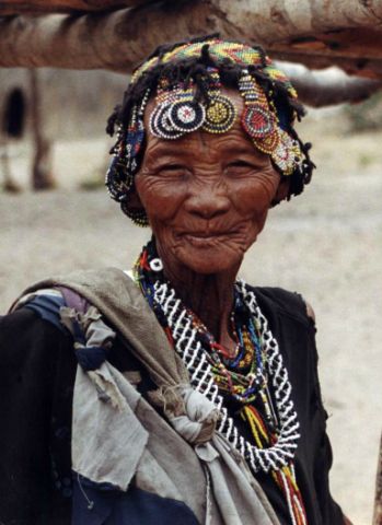 Bushman woman at Nhoma Camp Tsumkwe, Namibia